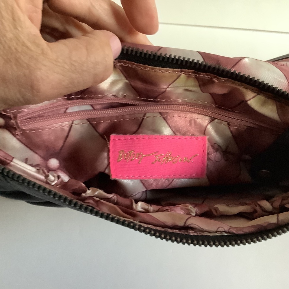 Betsey Johnson Black Leather Clutch with Silver Detail - Picture 8 of 10